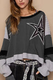 Star Graphic Crochet Panel Pullover