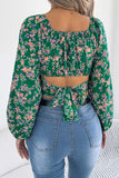 Floral Puff Sleeve Crop Top