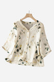 Button-Front Floral Blouse