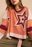 Star Graphic Crochet Panel Pullover