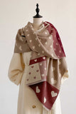 Heart Print Colorblock Square Scarf