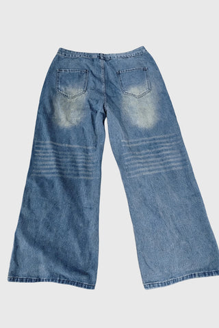 High-Waist Zipper Front Baggy Jeans