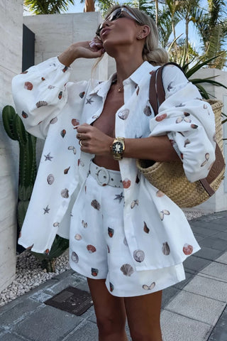 Ocean-Inspired Print Shorts Set