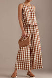 Checkered Two-Piece Pants Set
