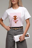 Striped Dog Graphic Crew Neck T-Shirt