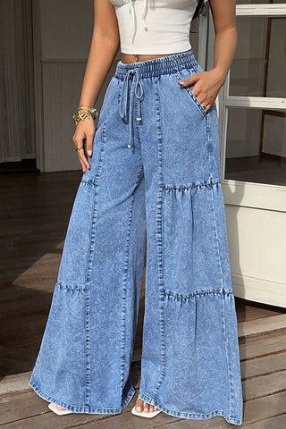 Drawstring Baggy Denim Pants