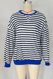 Striped Crew Neck Contrast Trim Top