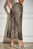 Satin Drawstring Waist Slip Midi Skirt