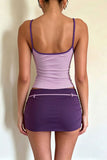 Contrast Trim Crop Top and Tie Mini Skirt Set