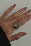 Faceted Stone Beaded Border Ring