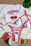 Cherry-Print Bikini Set with Cover-Up