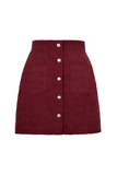 High-Waist Ribbed Button-Front Mini Skirt