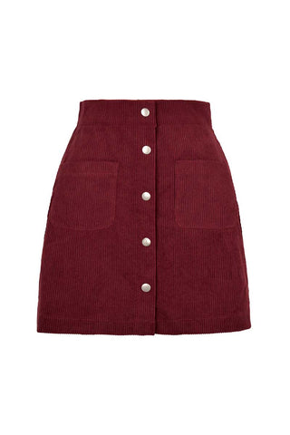 High-Waist Ribbed Button-Front Mini Skirt
