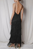 Fringe V-Neck Sleeveless Maxi Casual Dress