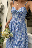 Gingham Spaghetti Strap Casual Dress