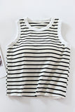Striped Crew Neck Built-In Bra Tank