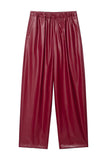 Elastic Waist Faux Leather Casual Pants