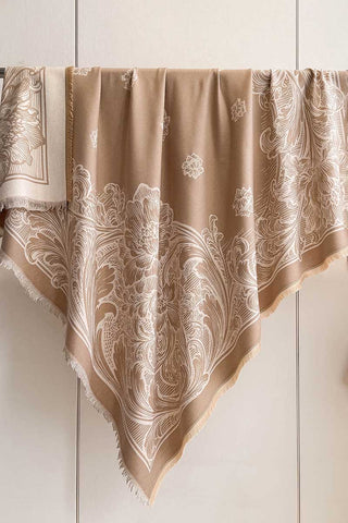 Floral Print Fringed Wrap Scarf