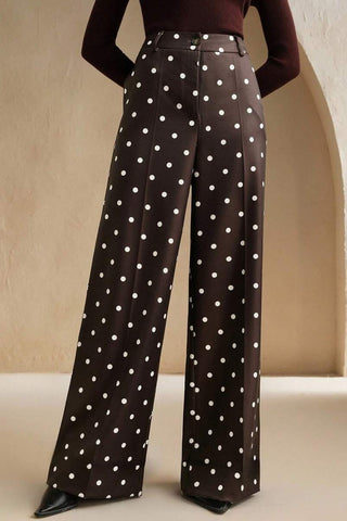 Wide-Leg Polka Dot Pants