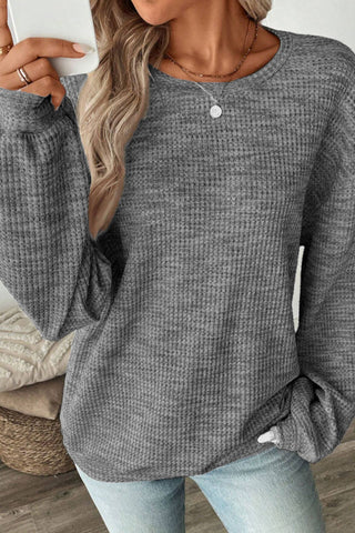 Marled Knit Crew Neck Long Sleeve Top