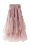 Tiered Tulle Ruffle A-Line Midi Skirt