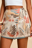 Wrap-Style Printed Skirt Shorts