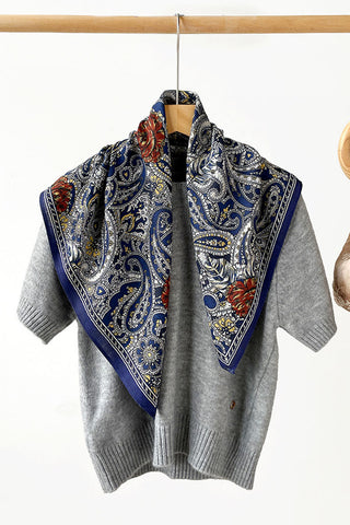 Paisley and Polka Dot Print Square Scarf