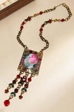 Floral Cameo Pendant Chain Necklace