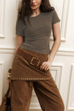 Short Sleeve Crew Neck Crop T-Shirt
