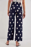Polka Dot Button High-Waist Straight Jeans