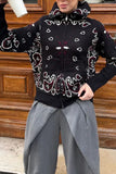 Paisley Knit Zip-Up Cardigan