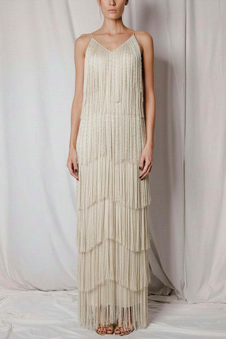 Fringe V-Neck Sleeveless Maxi Casual Dress
