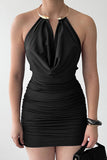 Halter Neck Ruched Casual Dress