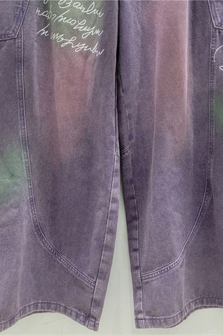 Graphic Script Pocket Baggy Jeans