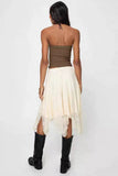 Sheer Lace Asymmetrical Midi Skirt