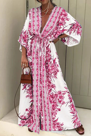 Floral Print Vacation Maxi Dress