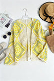 Crochet Patchwork Open Front  Cardigan