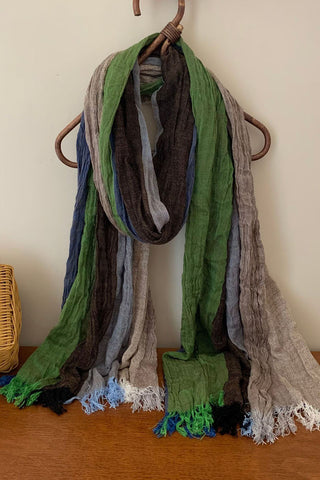Crinkle Textured Frayed Edge Scarf