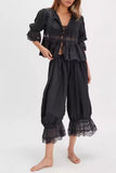 Lace-Trimmed Peplum Pants Set