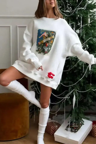 Graphic Print Crew Neck Oversized Sweatshirt