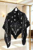 Paisley Print Fringed Open Poncho