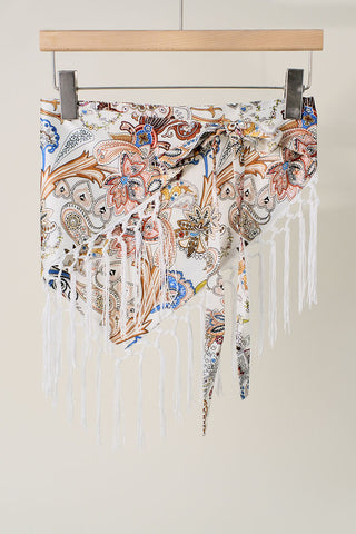 Elephant Print Fringe Scarf