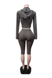 Striped Zip-Up Hoodie Crop Pants Set
