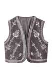 Floral Piping Trim Vest