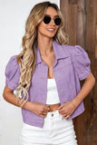 Puff Sleeve Crop Denim Jacket