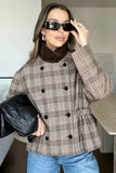 Plaid Double-Breasted Belted Jacket