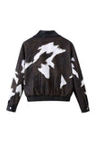 Cow Print Collared Zip-Up Jacket