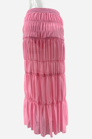 Draped Crop Top and Pleated Skirt Set