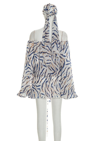 Tie-Front Puff Sleeve Mini Dress