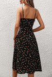 Polka Dot Midi Dress with Side Slit